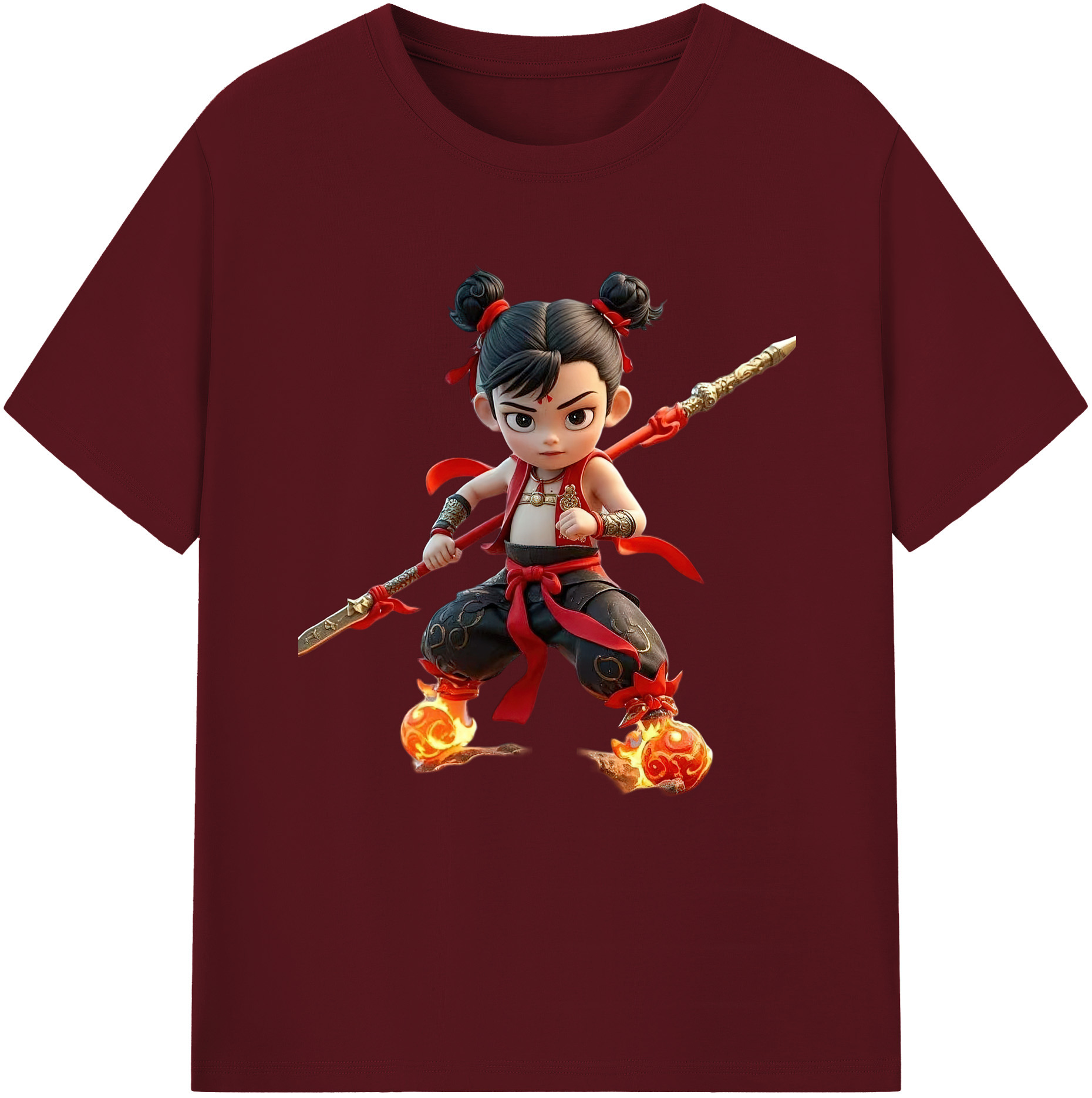 （画像用） Ne Zha 2 ナタ 魔童の大暴れ 綿100％半袖Tシャツ（フロントプリント）